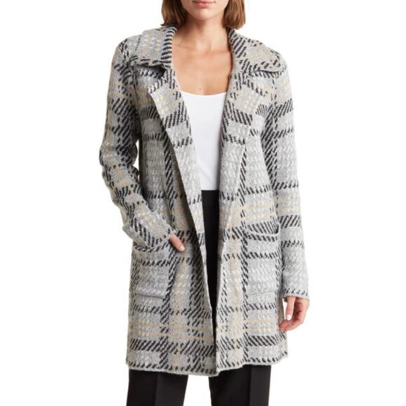 NWT By Design Rocco Gray Plaid Blazer Cardigan Open Front Size M - Picture 1 of 5